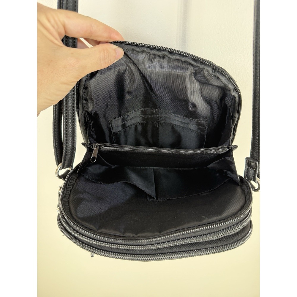 Multi Sac Bag Crossbody Purse Black 9x9 Zipper Closures Multiple Pockets EUC - Picture 11 of 13